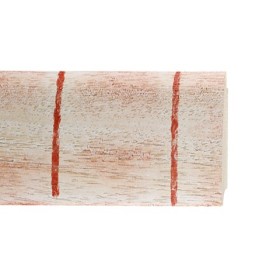 ENCADREMENT ( SANS VERRE ) BLANC AVEC LIGNES ROUGES TRANSVERSALES (SECTION CADRE : 60-33 (L X H mm)) Eurobaguette 1 - Colorart 