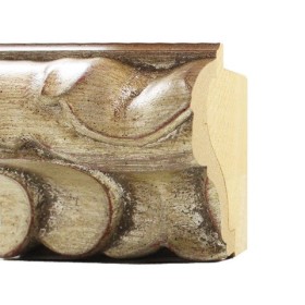 ENCADREMENT ( SANS VERRE ) BAROQUE RENVERSE BLANC RELIEF OCRE (SECTION CADRE : 90-60 (L X H mm)) Eurobaguette 1 - Colorart 