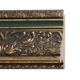 ENCADREMENT ( SANS VERRE ) BAROQUE DORE ANTIQUE AVEC LIGNE VERTE (SECTION CADRE : 111-48 (L X H mm)) Eurobaguette 1 - Colorart