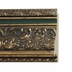 ENCADREMENT ( SANS VERRE ) BAROQUE DORE ANTIQUE AVEC LIGNE VERTE (SECTION CADRE : 111-48 (L X H mm)) Eurobaguette 1 - Colorart 