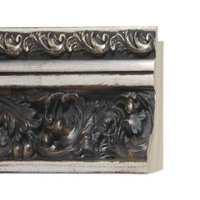 ENCADREMENT ( SANS VERRE ) BAROQUE ANTIQUE BRUN FONCE AVEC FILET ARGENT (SECTION CADRE : 88-59 (L X H mm)) Eurobaguette 1 - Colo