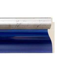ENCADREMENT ( SANS VERRE ) PROFIL RENVERSE BLEU AVEC FILET ARGENT (SECTION CADRE : 60-30 (L X H mm)) Eurobaguette 1 - Colorart