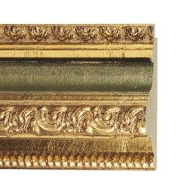 ENCADREMENT ( SANS VERRE ) BAROQUE OR ANTIQUE ET VERT (SECTION CADRE : 94-48 (L X H mm)) Eurobaguette 1 - Colorart 