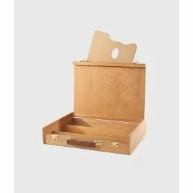 Mabef coffret vide en hêtre huilé avec palette & 2 compartiments - 31,5x42,8x8,5cm MABEF 1 - Colorart