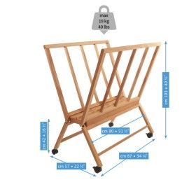 Mabef Porte-carton avec roulettes - hêtre huilé - largeur 80cm MABEF 2 - Colorart 