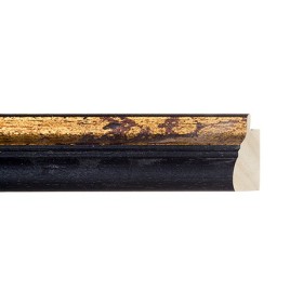 ENCADREMENT ( SANS VERRE ) NOIR ANTIQUE AVEC FILET DORE ANTIQUE (SECTION CADRE : 30-27 (L X H mm)) Eurobaguette 1 - Colorart 