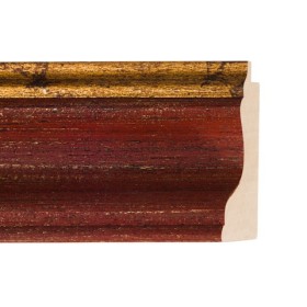 ENCADREMENT ( SANS VERRE ) CREUX MULTICOLORE ROUGE AVEC FILET DORE ANTIQUE (SECTION CADRE : 68-38 (L X H mm)) Eurobaguette 1 - C