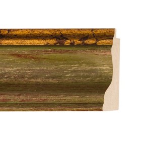 ENCADREMENT ( SANS VERRE ) CREUX MULTICOLORE VERT AVEC FILET DORE ANTIQUE (SECTION CADRE : 68-38 (L X H mm)) Eurobaguette 1 - Co