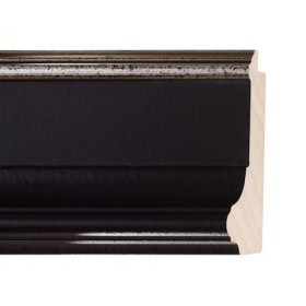 ENCADREMENT ( SANS VERRE ) BRAQUE NOIRE AVEC CIRE FILET ARGENT ANTIQUE (SECTION CADRE : 80-40 (L X H mm)) Eurobaguette 1 - Color