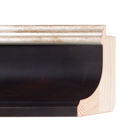 ENCADREMENT ( SANS VERRE ) NOIR - FILET ARGENT (SECTION CADRE : 70-70 (L X H mm)) Eurobaguette 1 - Colorart
