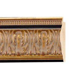 ENCADREMENT ( SANS VERRE ) BAROQUE DORE 2 LIGNES NOIRES (SECTION CADRE : 70-38 (L X H mm)) Eurobaguette 1 - Colorart