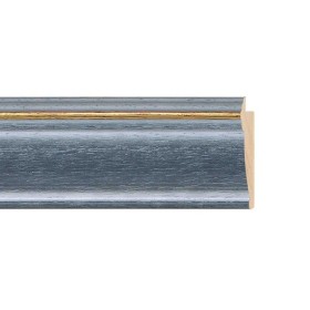 ENCADREMENT ( SANS VERRE ) RENVERSE CERUSE BLEU/FILET DORE (SECTION CADRE : 45-23 (L X H mm)) Eurobaguette 1 - Colorart