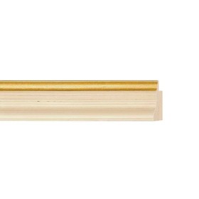 ENCADREMENT ( SANS VERRE ) "JAZZ" CREUX IVOIRE FILET DORE (SECTION CADRE : 25-24 (L X H mm)) Eurobaguette 1 - Colorart