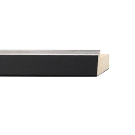ENCADREMENT ( SANS VERRE ) "LOUVRE" INCLINE NOIR/LIGNE ARGENTEE (SECTION CADRE : 23-40 (L X H mm)) Eurobaguette 1 - Colorart