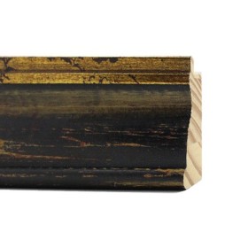 ENCADREMENT ( SANS VERRE ) "RAINBOW" NOIR FILET DORE (SECTION CADRE : 64-32 (L X H mm)) Eurobaguette 1 - Colorart