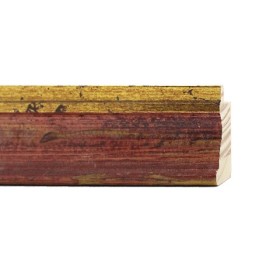 ENCADREMENT ( SANS VERRE ) "RAINBOW" ROUGE FILET DORE (SECTION CADRE : 44-25 (L X H mm)) Eurobaguette 1 - Colorart 