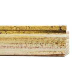 ENCADREMENT ( SANS VERRE ) "RAINBOW" BLANC FILET DORE (SECTION CADRE : 44-25 (L X H mm)) Eurobaguette 1 - Colorart 